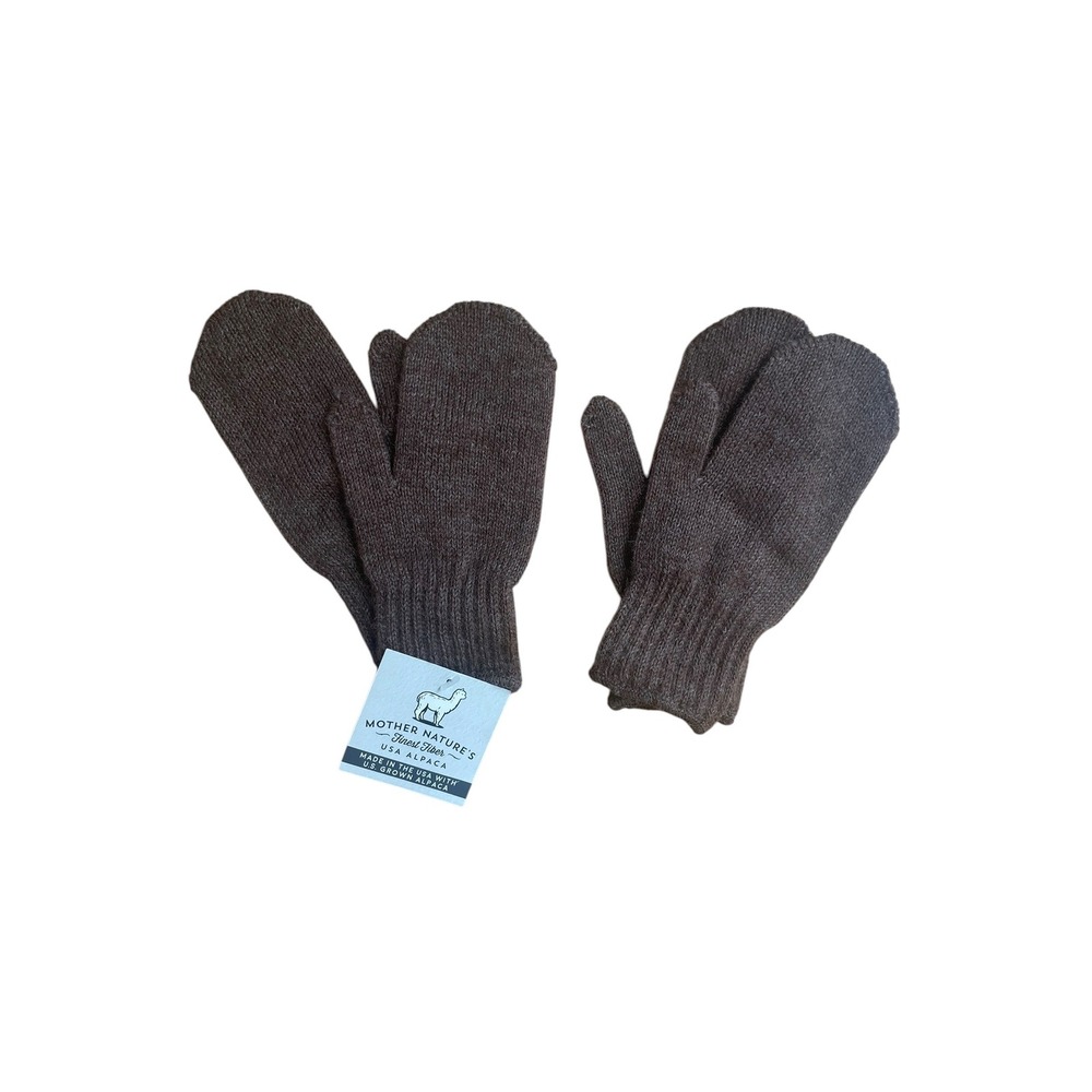 Mother Nature's Finest Fiber Kids Alpaca Mittens 2 Pair Bundle Brown USA Made